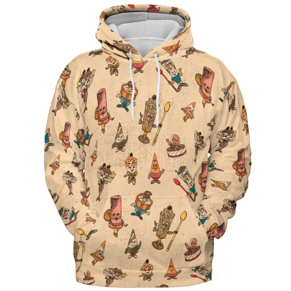 Retro Dessert Mascots Carvel comic book Ice Cream All-over Print Hoodie - 2