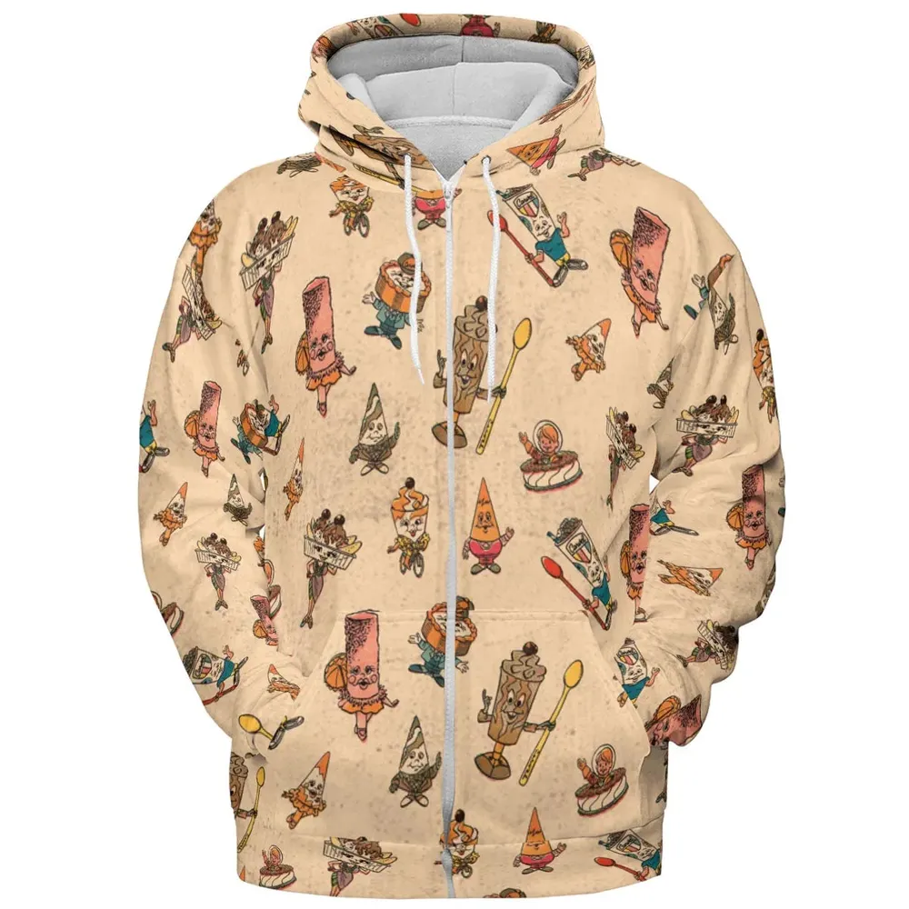 Retro Dessert Mascots Carvel comic book Ice Cream All-over Print Hoodie - 3
