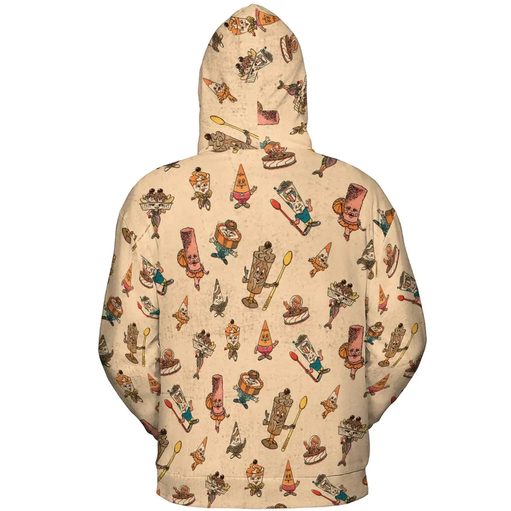 Retro Dessert Mascots Carvel comic book Ice Cream All-over Print Hoodie - 4