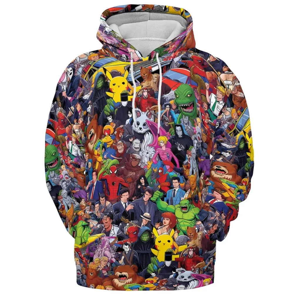 All-Genre Cartoon Mashup All-over Print Hoodie - 2