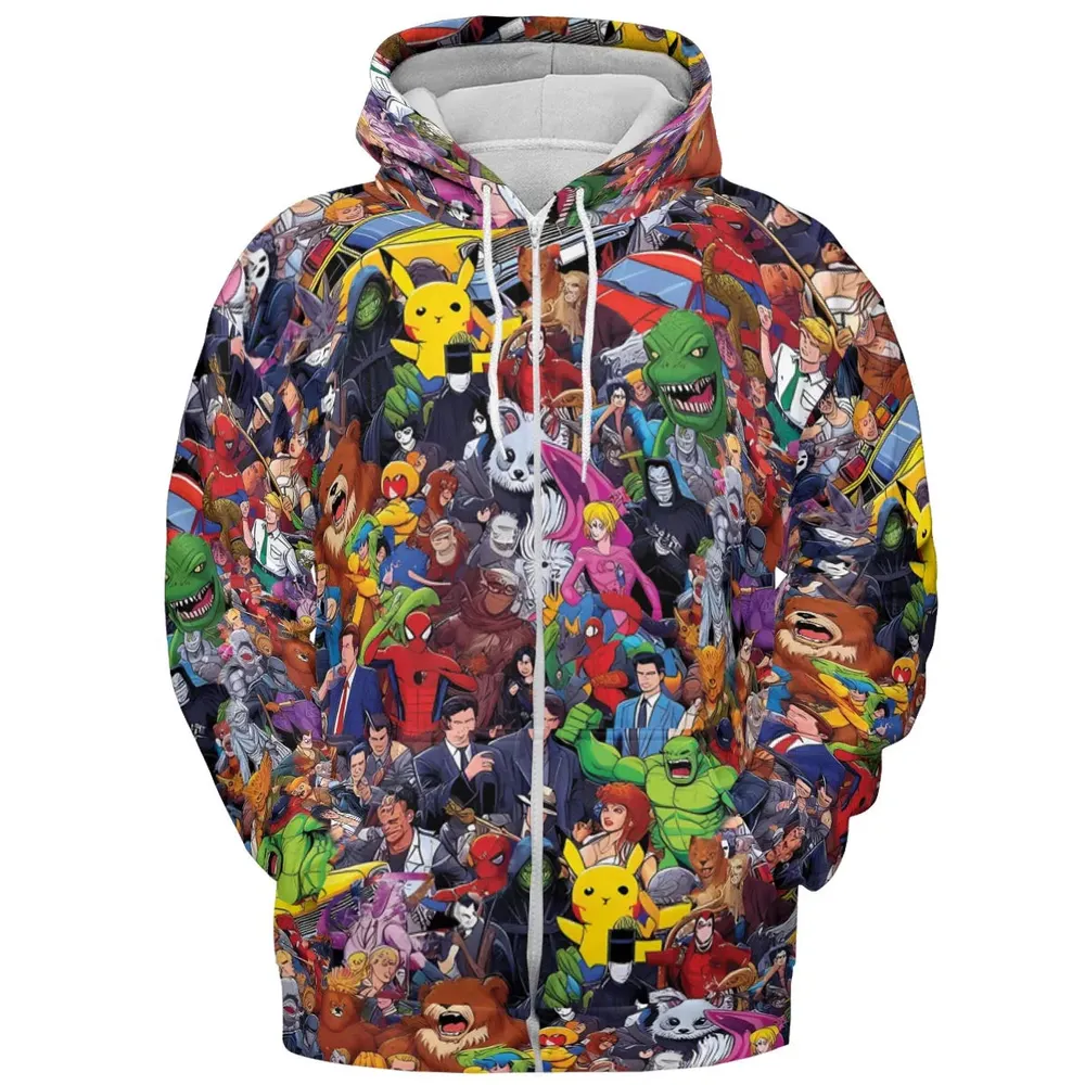All-Genre Cartoon Mashup All-over Print Hoodie - 3
