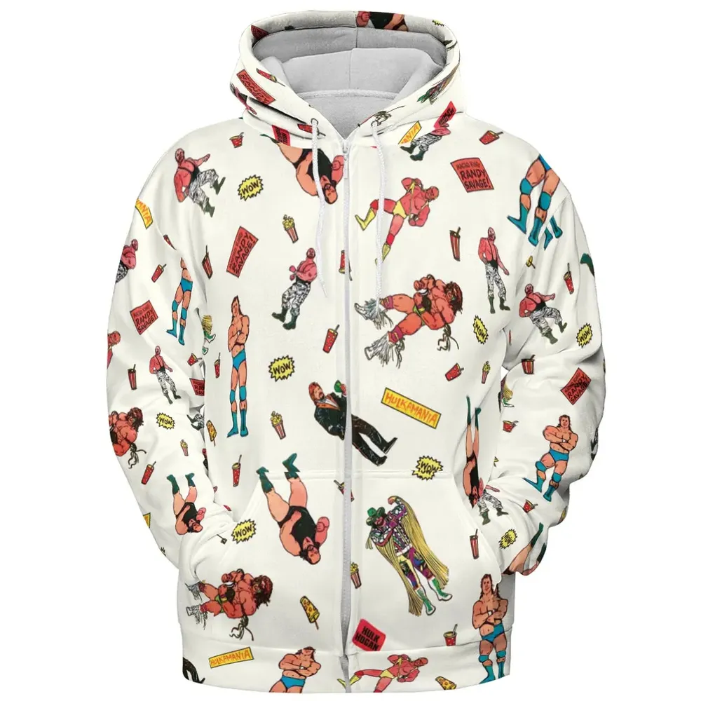 Wrestling Superstars Hulk Hogan Macho Man Logos All-over Print Hoodie - 3