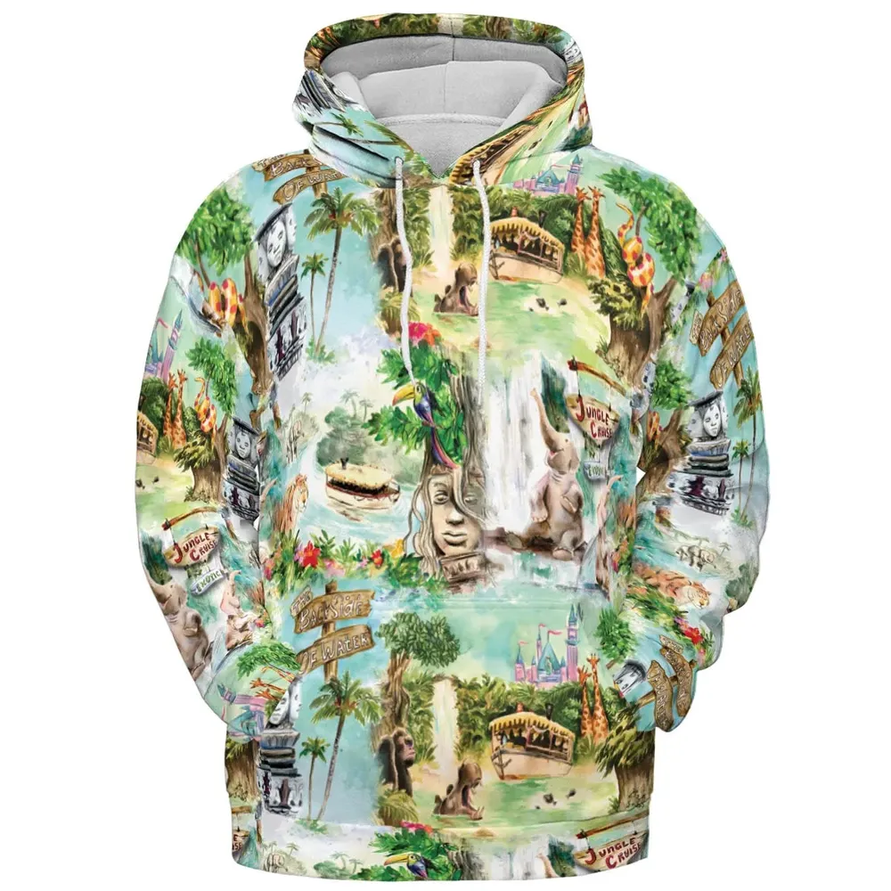 Water Color Jungle Cruise Map All-over Print Hoodie - 2