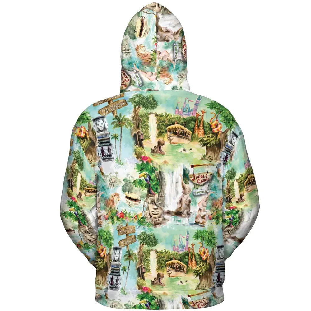 Water Color Jungle Cruise Map All-over Print Hoodie - 4