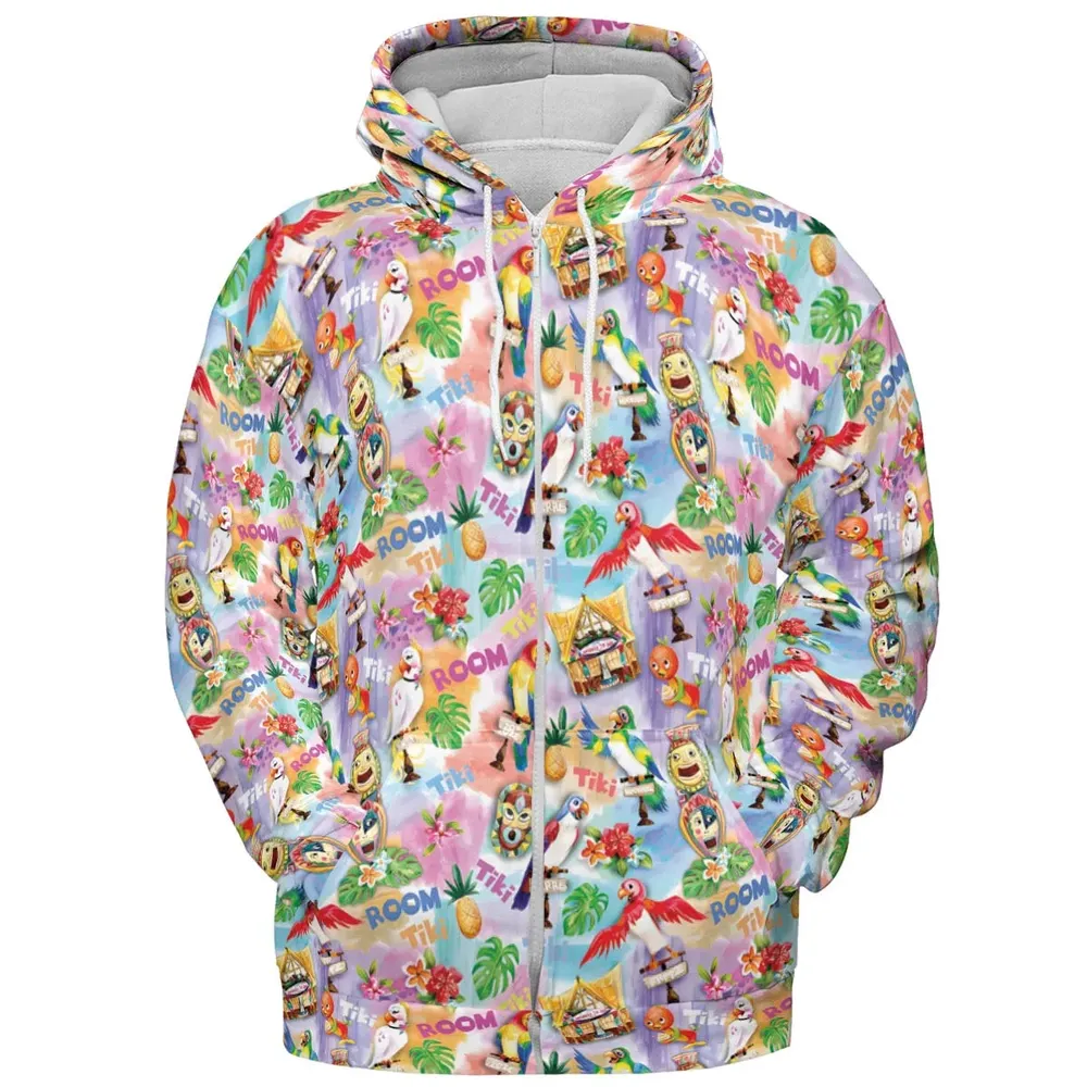 Tiki Room With Orange Bird All-over Print Hoodie - 3