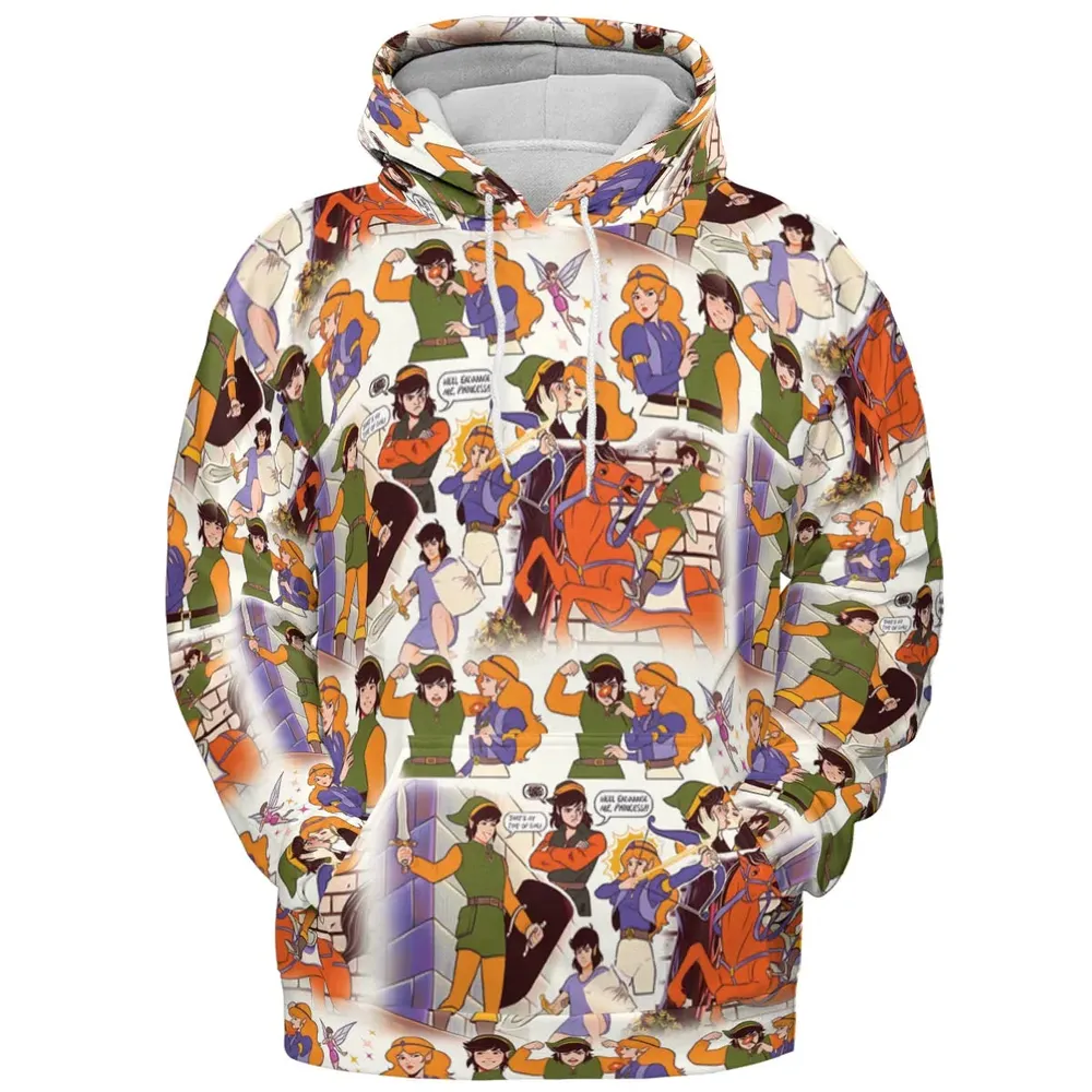 Link And Princess Zelda The Legend Of Zelda Animated All-over Print Hoodie - 2