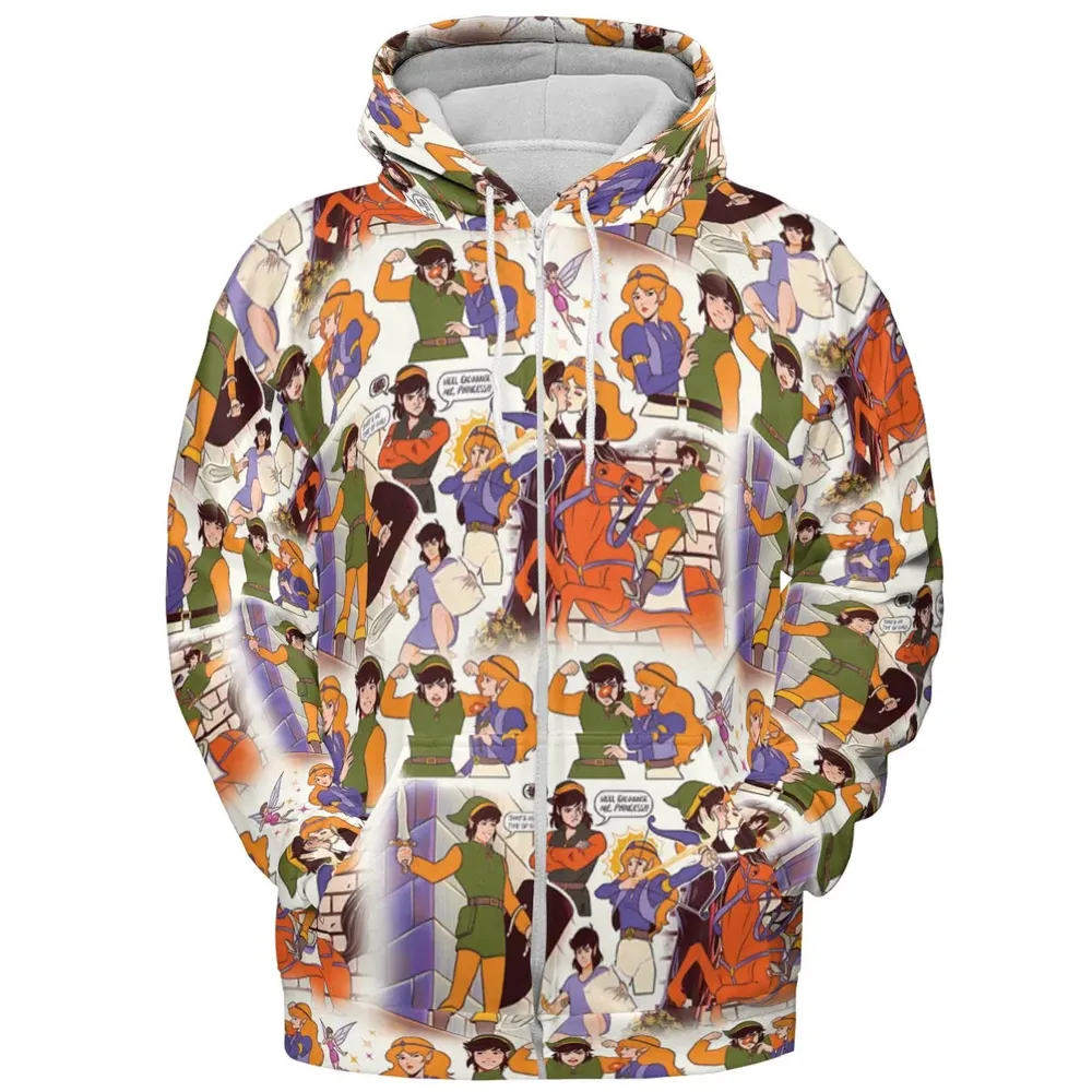 Link And Princess Zelda The Legend Of Zelda Animated All-over Print Hoodie - 3