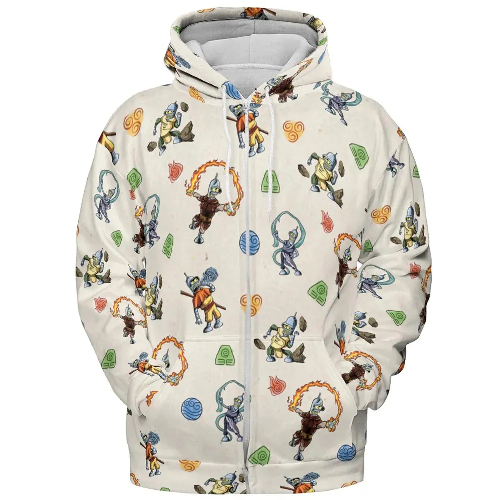 Water Earth Fire Air Bender Futurama All-over Print Hoodie - 3