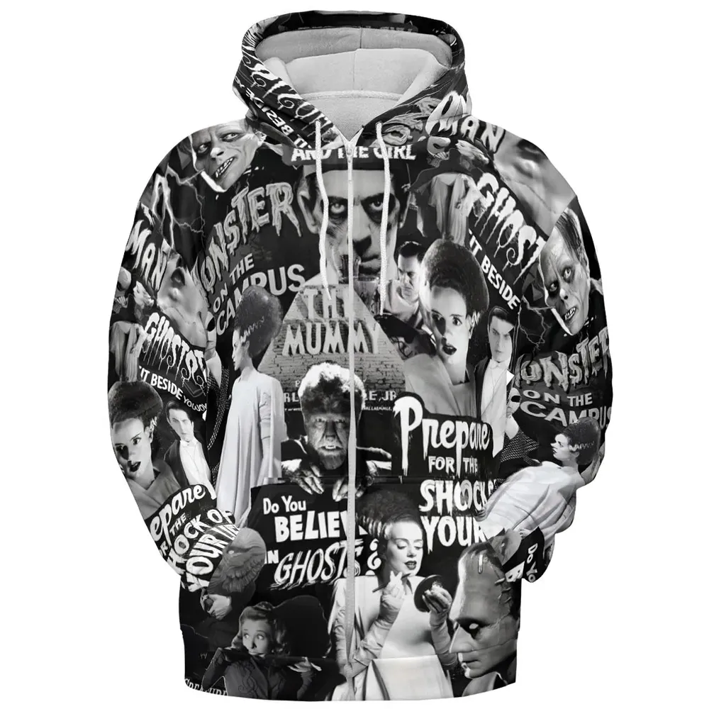 Universal Monsters Pattern All-over Print Hoodie - 3