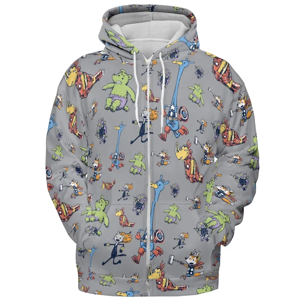 Animals Assemble Avengers All-over Print Hoodie - 3