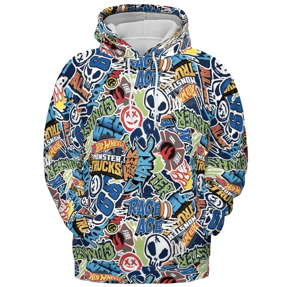 Hot Wheels Monster Trucks Logos All-over Print Hoodie - 2