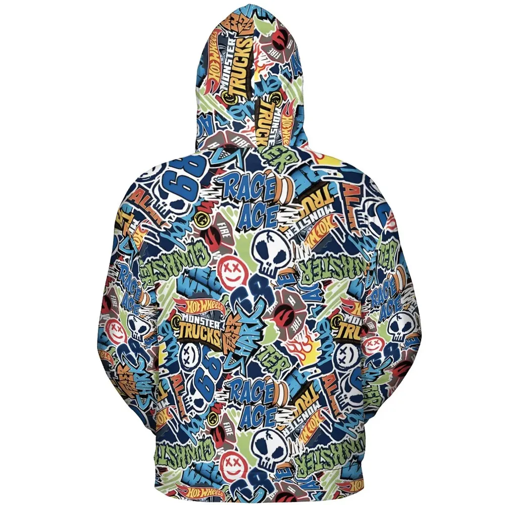 Hot Wheels Monster Trucks Logos All-over Print Hoodie - 4