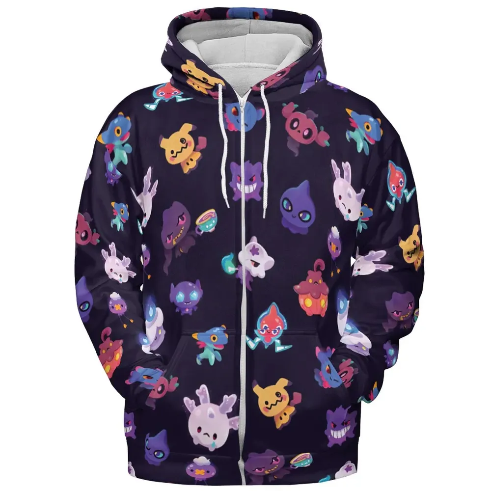 Cute Ghost Type All-over Print Hoodie - 3