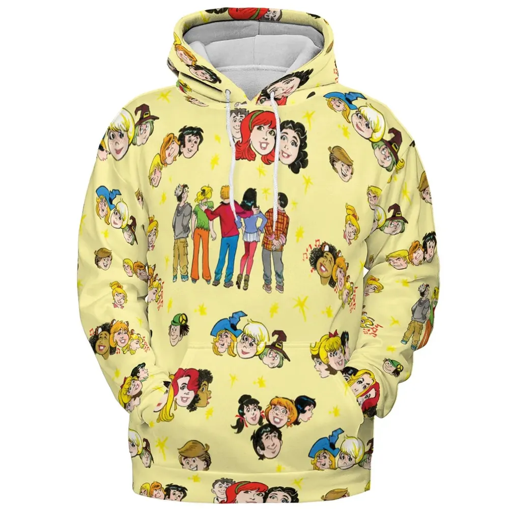 Nostalgic Cartoons in Archie Style All-over Print Hoodie - 2