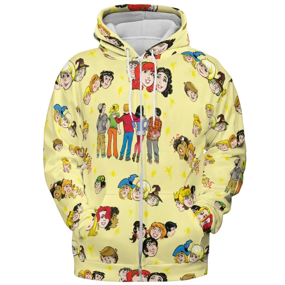 Nostalgic Cartoons in Archie Style All-over Print Hoodie - 3