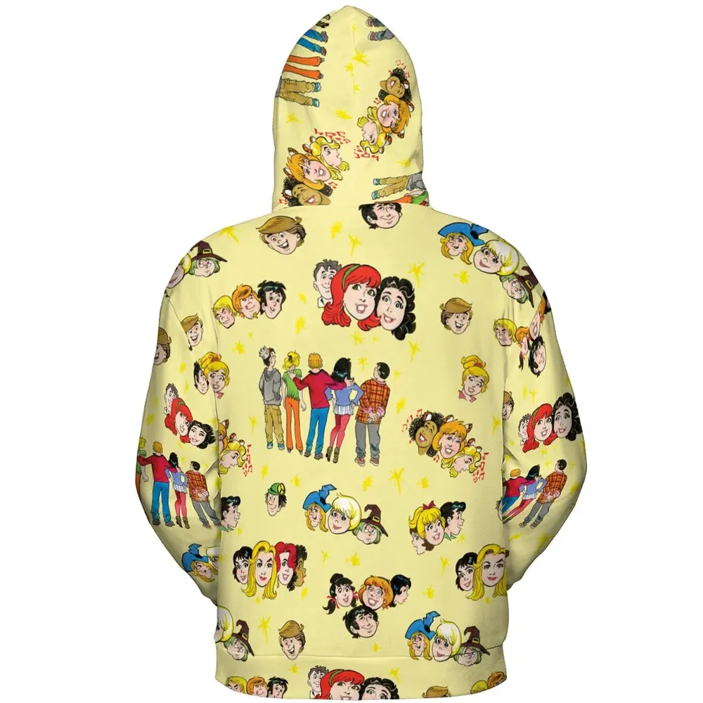 Nostalgic Cartoons in Archie Style All-over Print Hoodie - 4