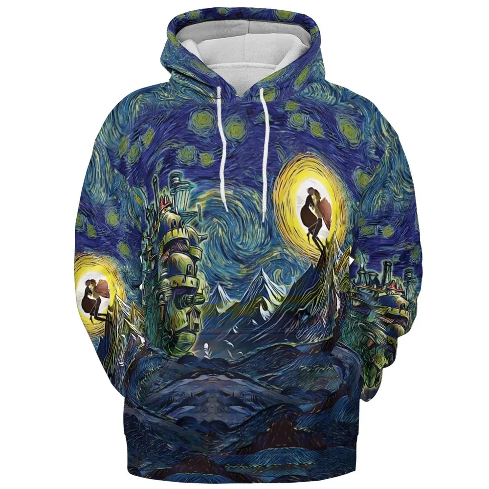 Howl’s Moving Castle Starry Night All-over Print Hoodie - 2