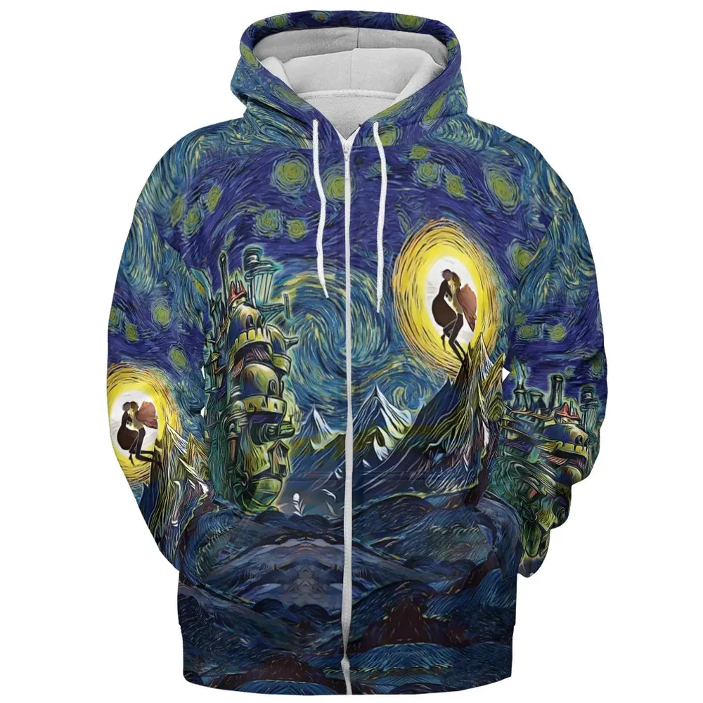 Howl’s Moving Castle Starry Night All-over Print Hoodie - 3