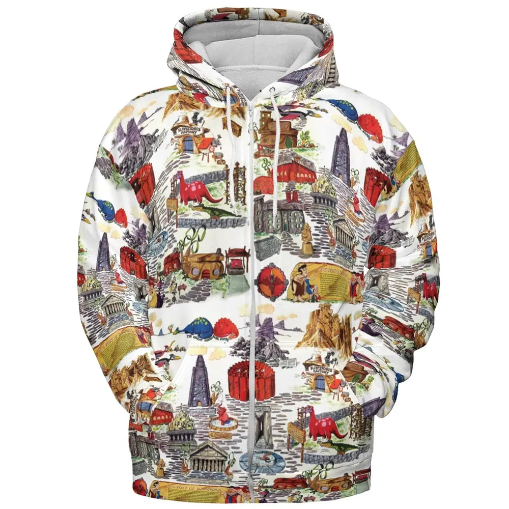History Of Bedrock Flintstones All-over Print Hoodie - 3