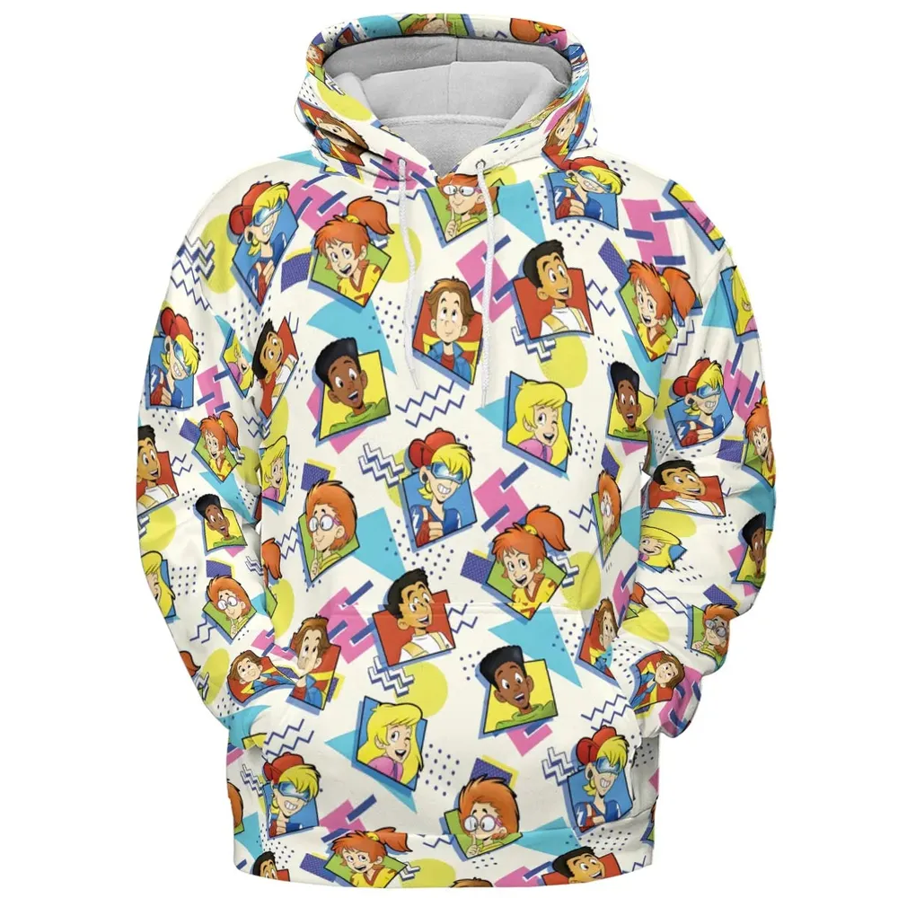 90s Pattern and Kids Club All-over Print Hoodie - 2