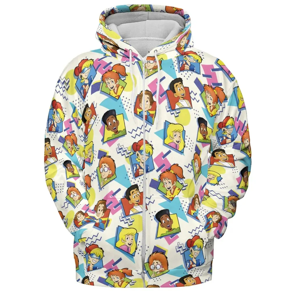 90s Pattern and Kids Club All-over Print Hoodie - 3