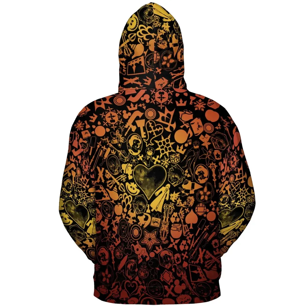 Red Key Heart Kingdom Hearts All-over Print Hoodie - 4
