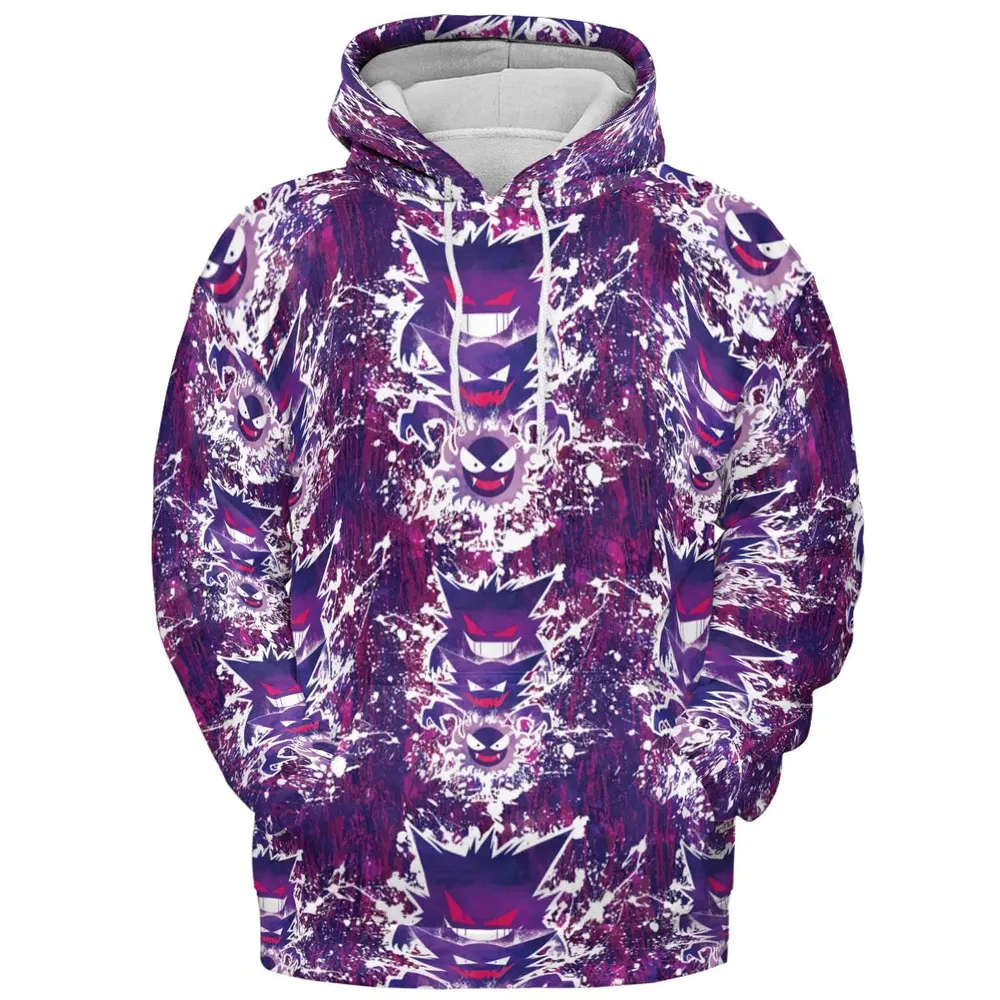Ghostly Evolution Ghastly Haunter Gengar Pokemon Hawaiian All-over Print Hoodie - 2