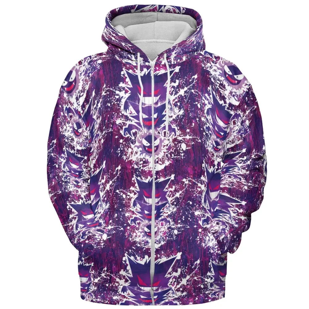 Ghostly Evolution Ghastly Haunter Gengar Pokemon Hawaiian All-over Print Hoodie - 3