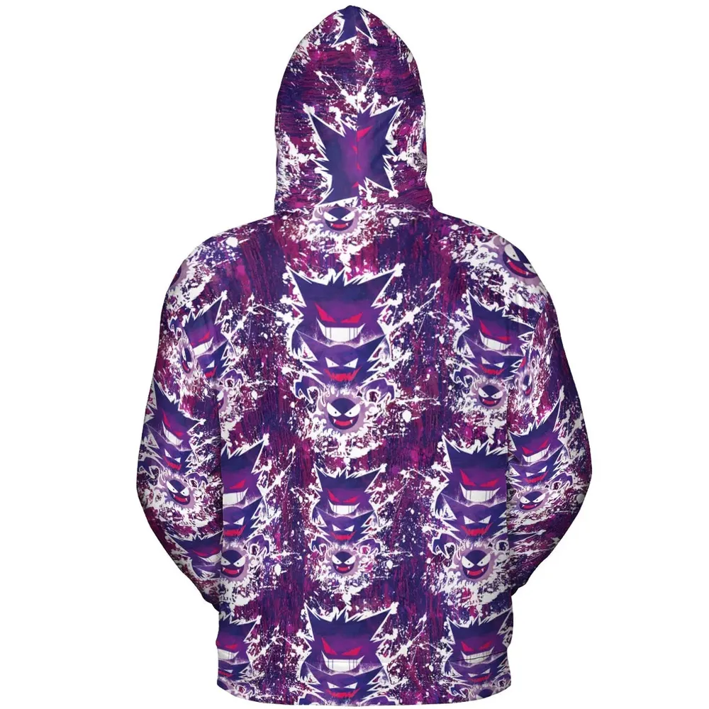 Ghostly Evolution Ghastly Haunter Gengar Pokemon Hawaiian All-over Print Hoodie - 4