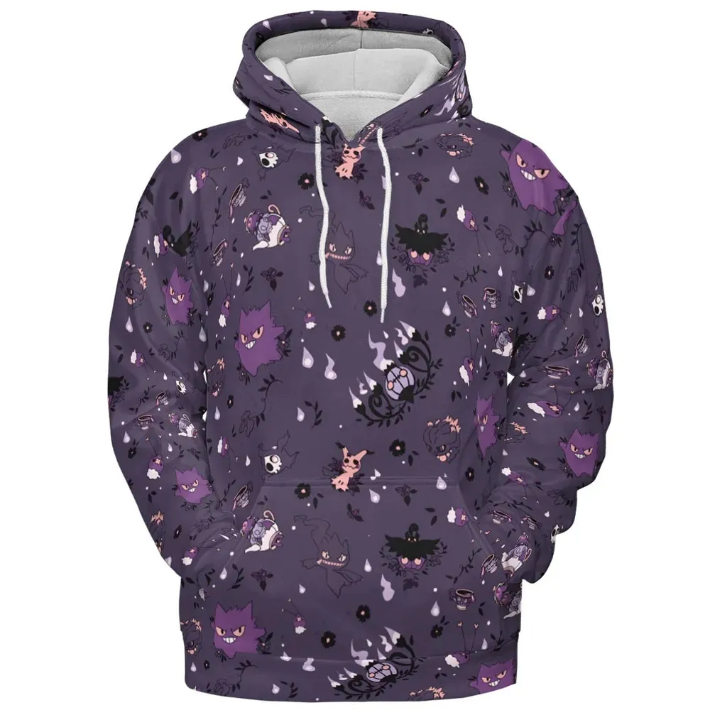 Pokemon Ghost-typen Gengar Banette Litwick Mismagius All-over Print Hoodie - 2