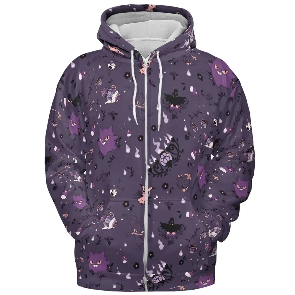 Pokemon Ghost-typen Gengar Banette Litwick Mismagius All-over Print Hoodie - 3