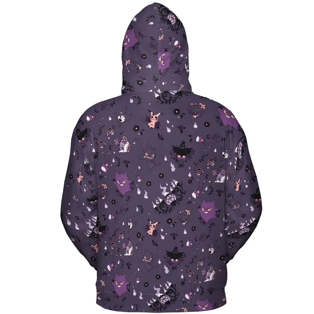 Pokemon Ghost-typen Gengar Banette Litwick Mismagius All-over Print Hoodie - 4