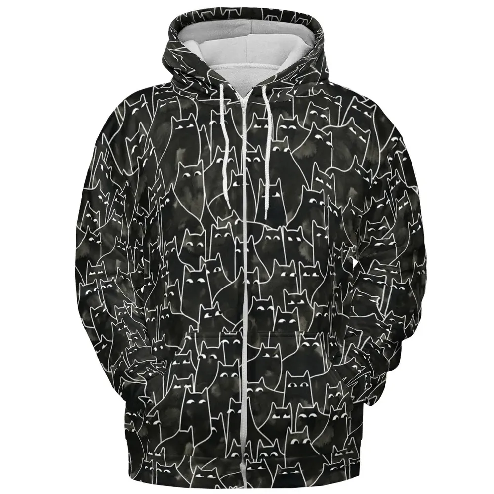 Suspicious Cats Funny Cat All-over Print Hoodie - 3
