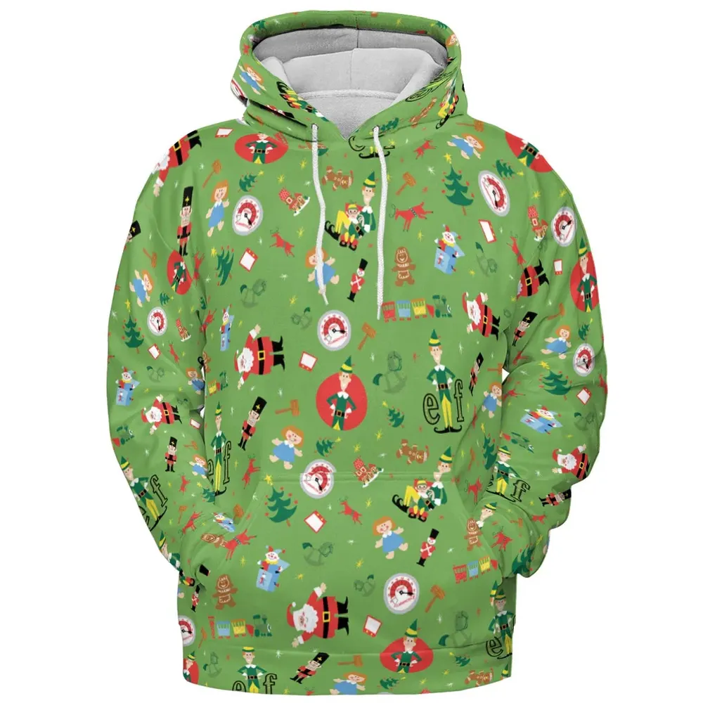 ELF Christmas Pattern All-over Print Hoodie - 2
