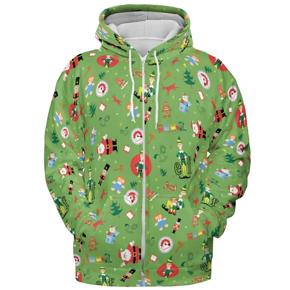 ELF Christmas Pattern All-over Print Hoodie - 3