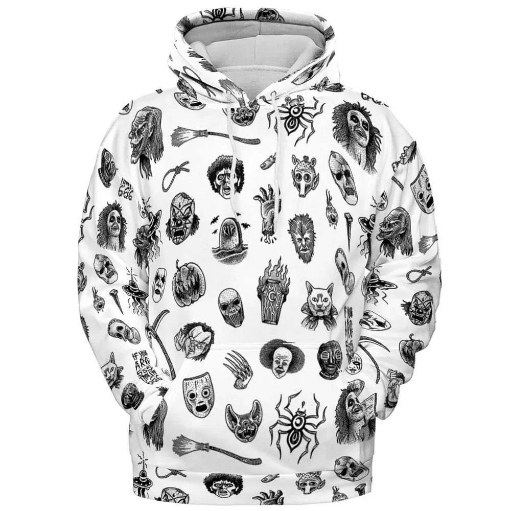 Cult Horror Characters Cryptkeeper Beetlejuice Chucky Fears of a clown All-over Print Hoodie - 2