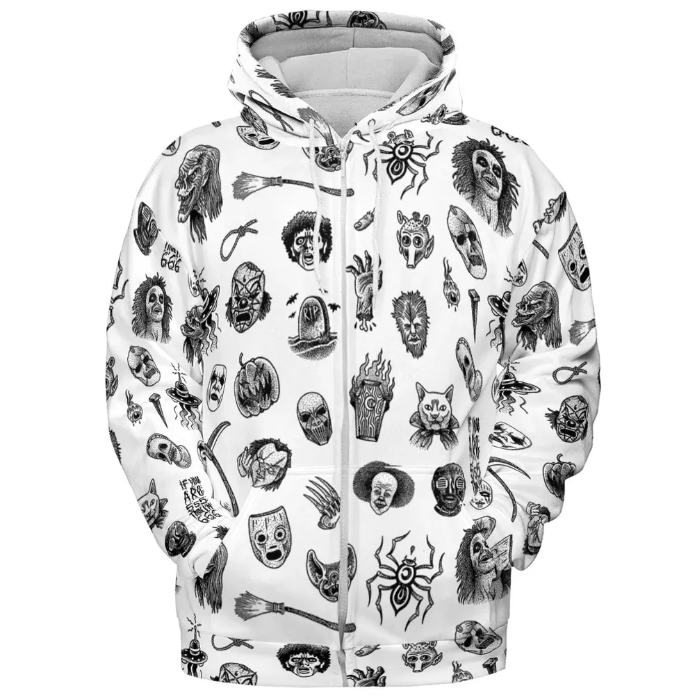 Cult Horror Characters Cryptkeeper Beetlejuice Chucky Fears of a clown All-over Print Hoodie - 3