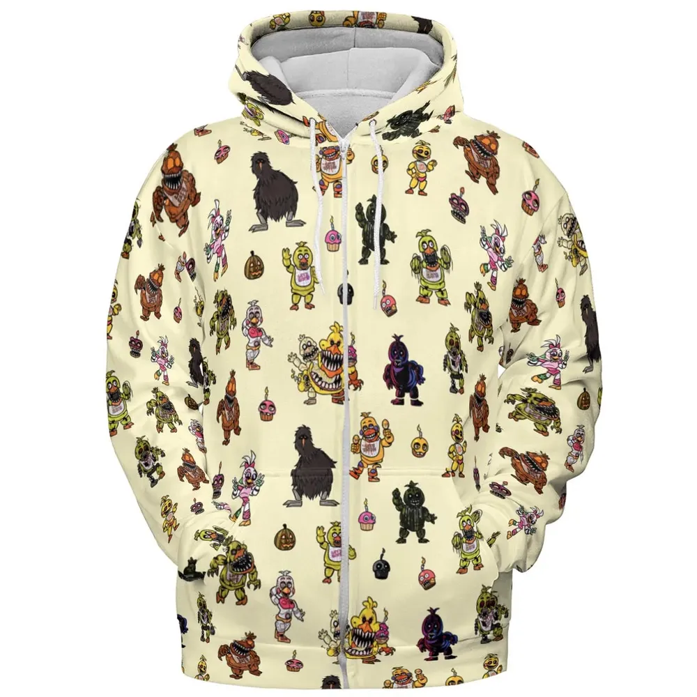 Chica Chicken Five Nights at Freddy's Pattern All-over Print Hoodie - 3