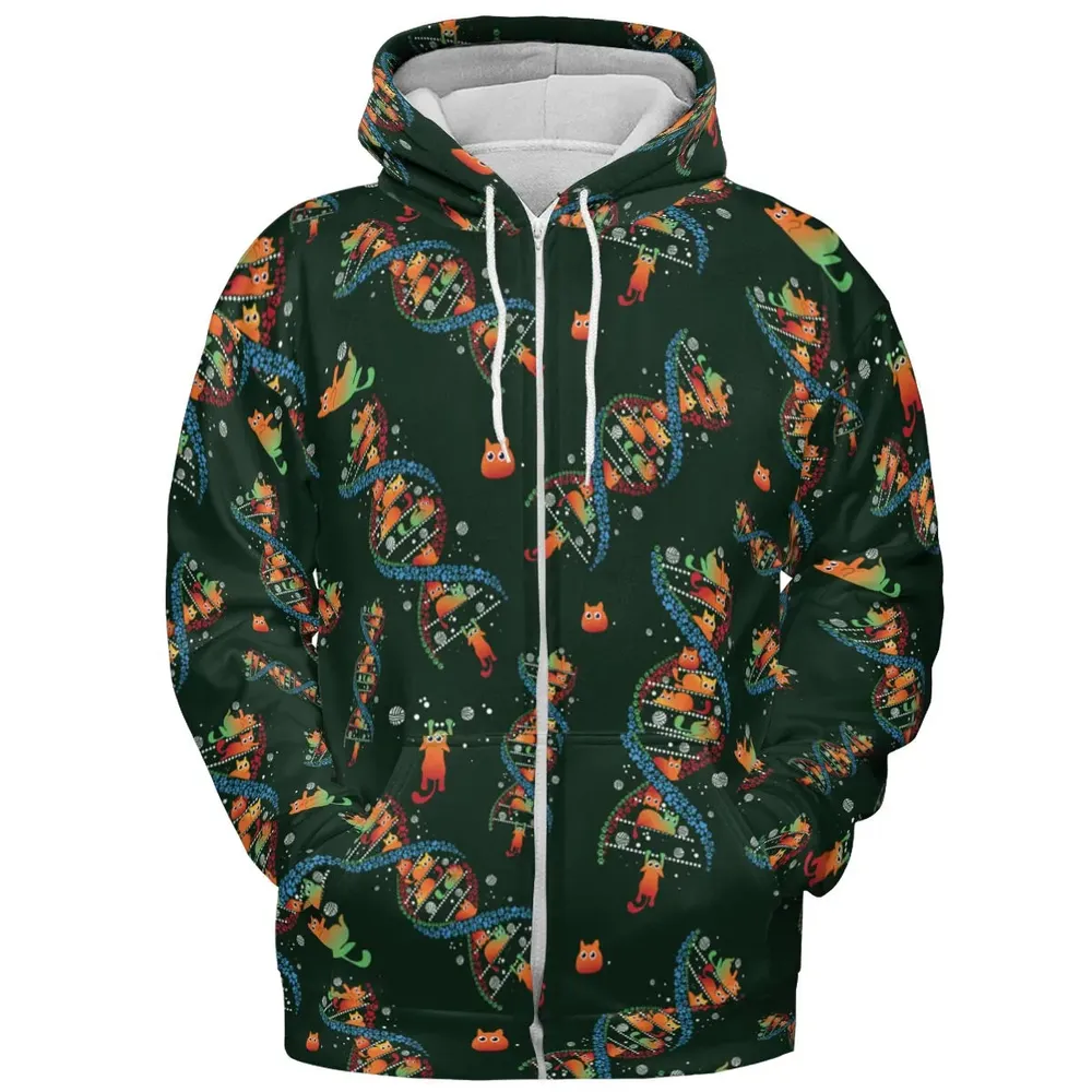 Cat Kitten DNA Pattern All-over Print Hoodie - 3