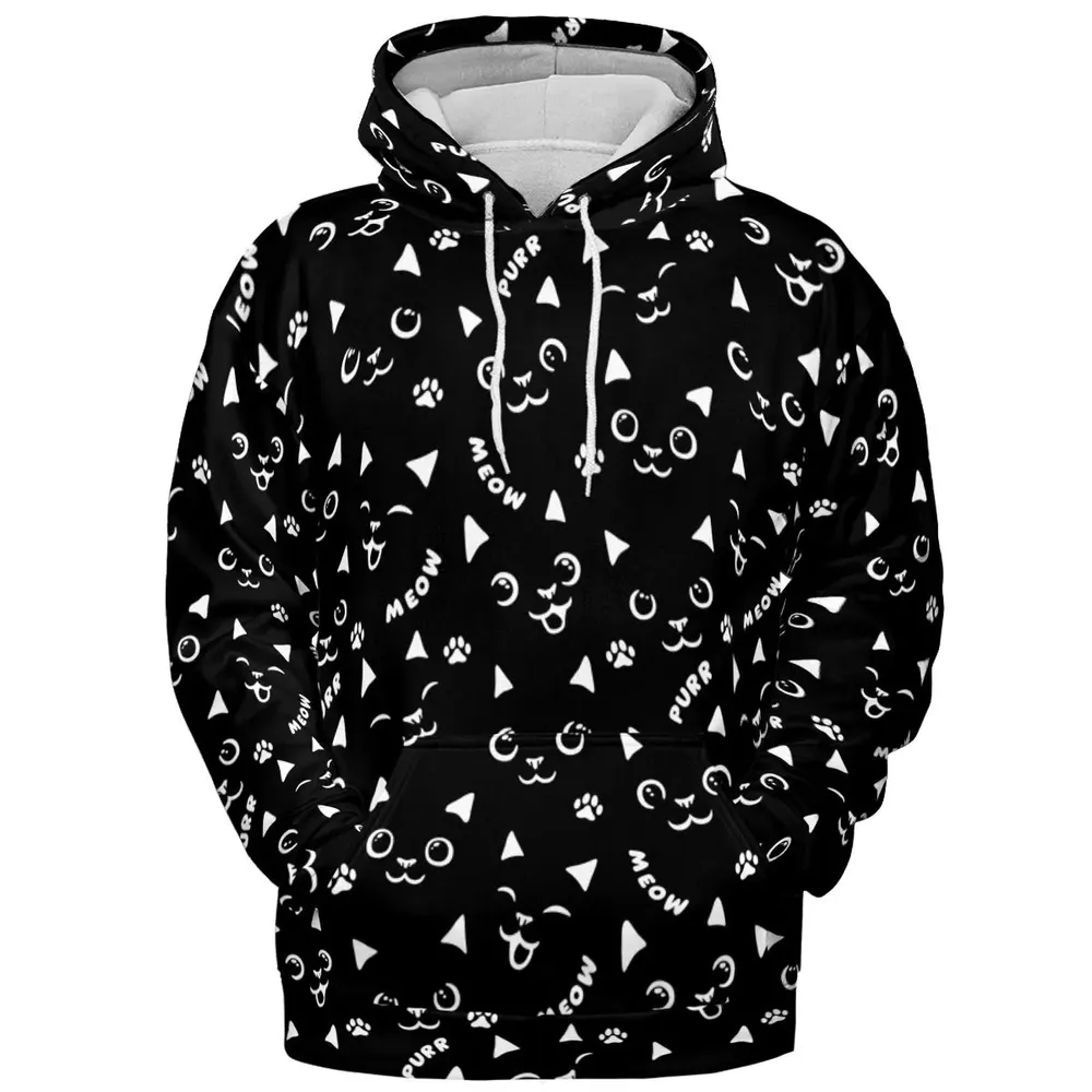 Black Cats Pattern All-over Print Hoodie - 2