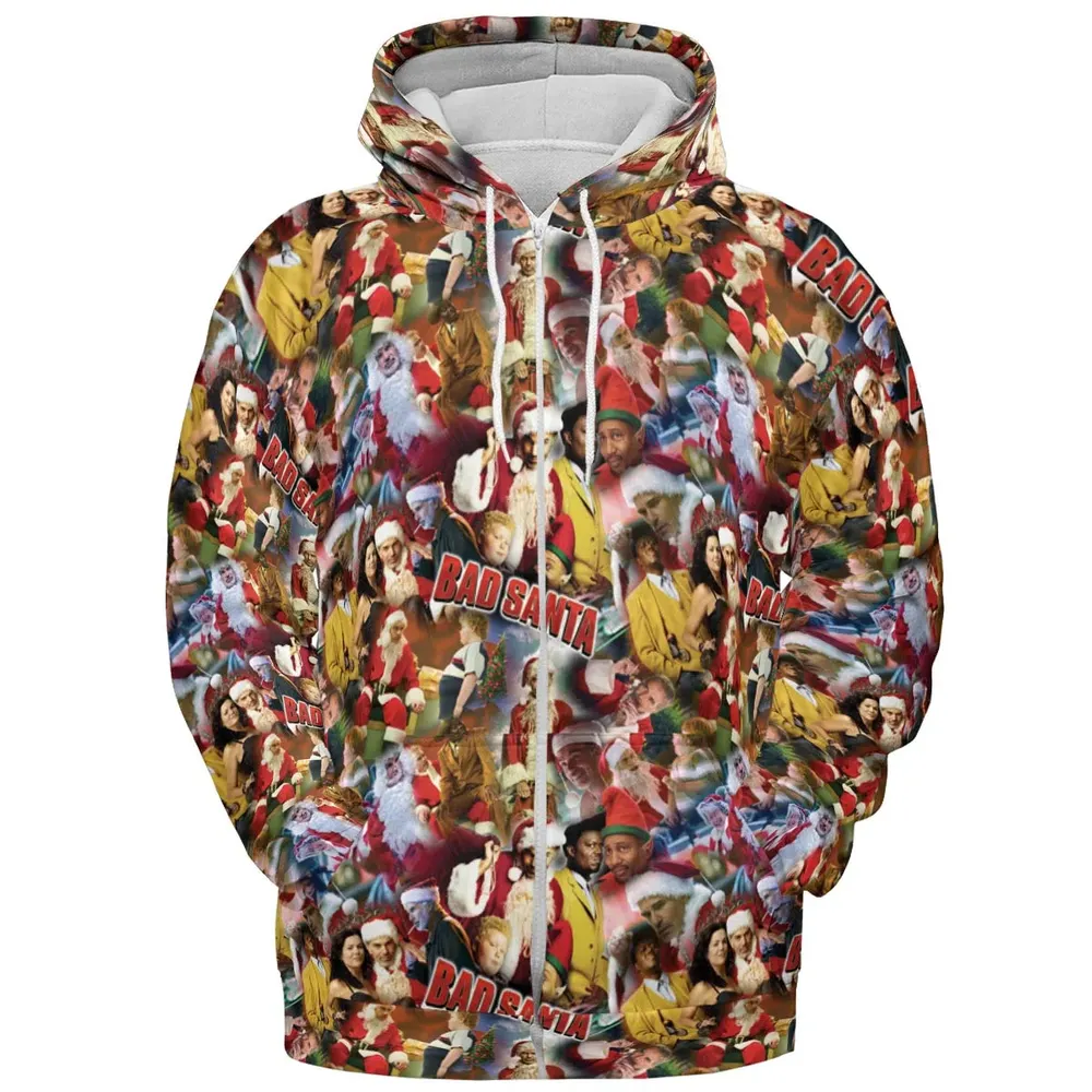 Bad Santa Pattern All-over Print Hoodie - 3