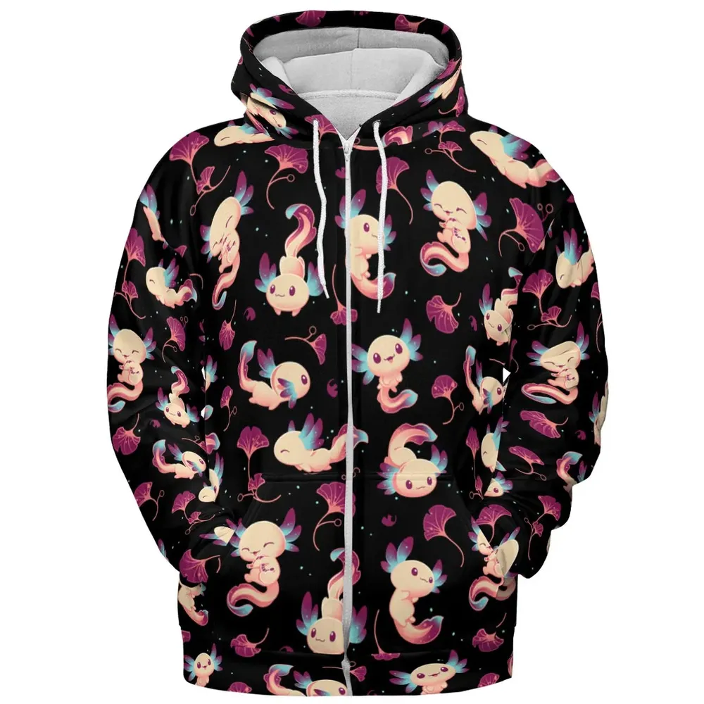 Axolotl Wonders Cute Salamanders Pattern All-over Print Hoodie - 3