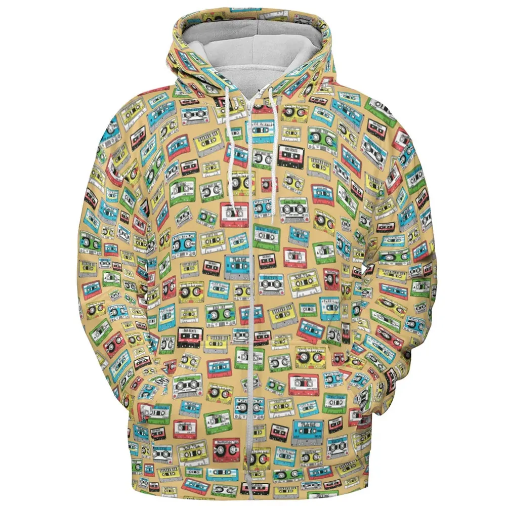 80s Playlist Pattern All-over Print Hoodie - 3