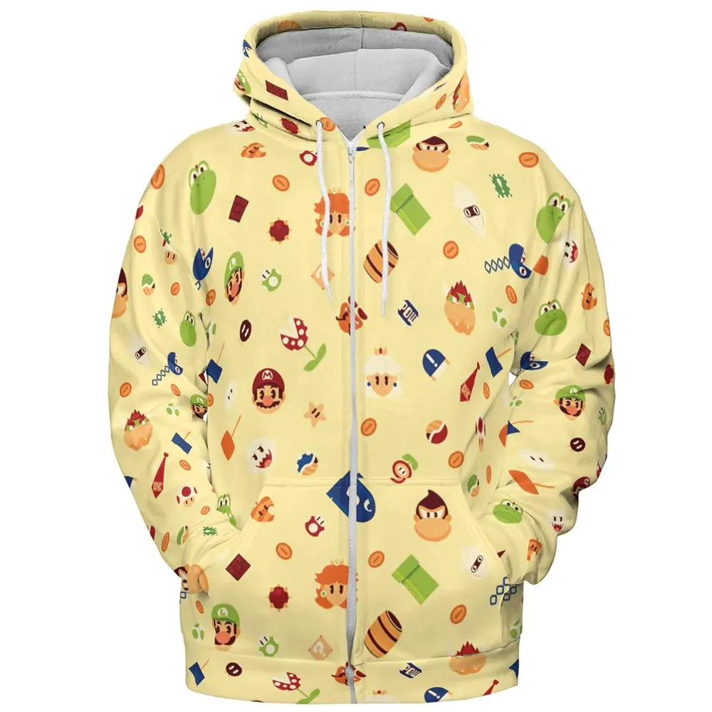 Mario and Friends Pattern All-over Print Hoodie - 3
