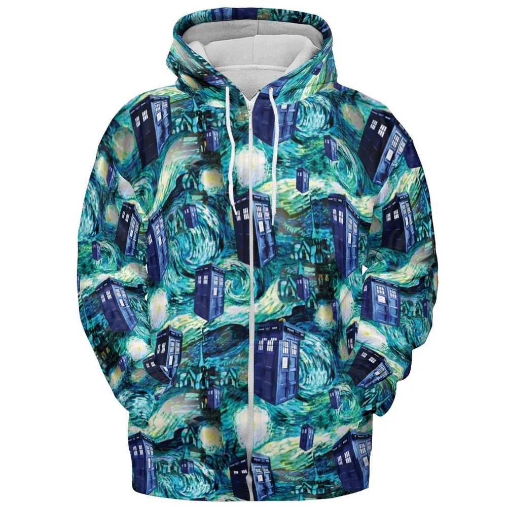 Tardis Starry Night Doctor Who All-over Print Hoodie - 3