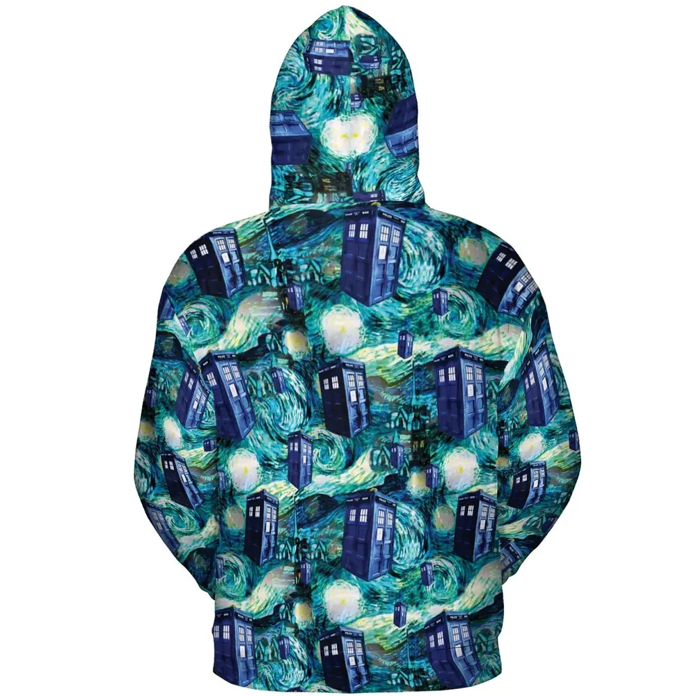 Tardis Starry Night Doctor Who All-over Print Hoodie - 4