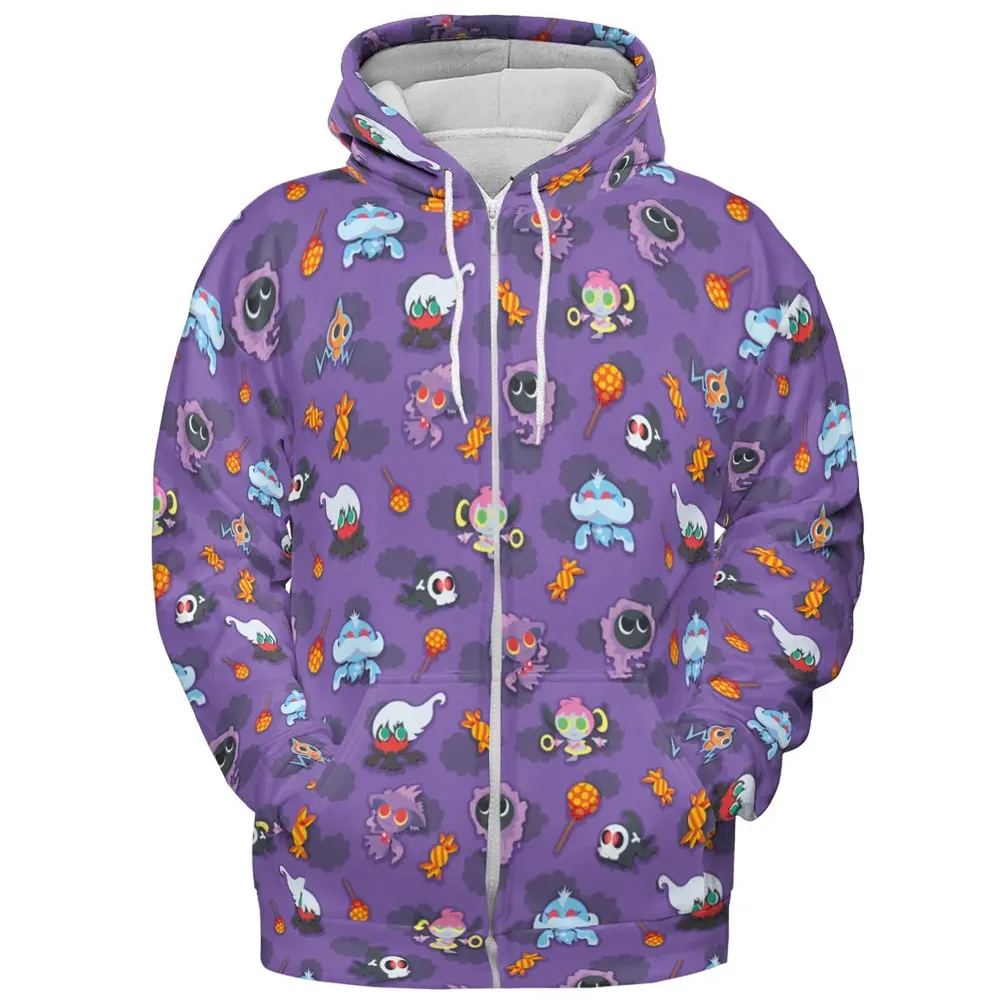 Team Purple Pokemon Pattern All-over Print Hoodie - 3