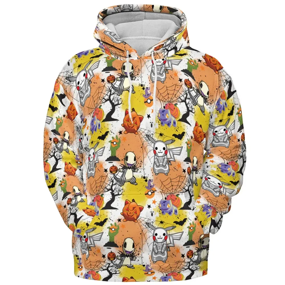 Spooky Costume Pikachu Charmander Jigglypuff Bulbasaur Pokemon All-over Print Hoodie - 2