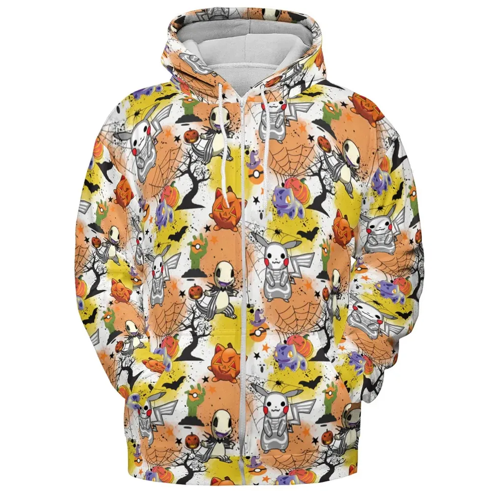 Spooky Costume Pikachu Charmander Jigglypuff Bulbasaur Pokemon All-over Print Hoodie - 3