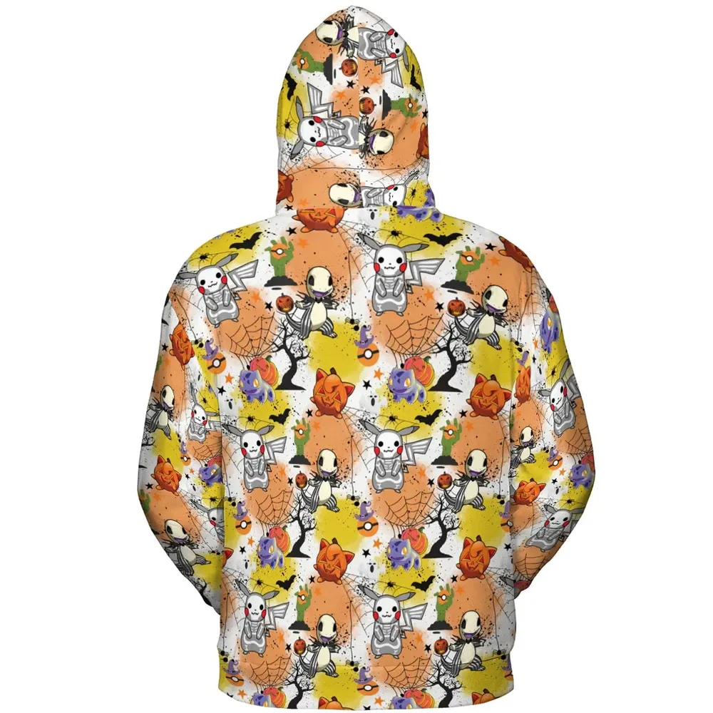 Spooky Costume Pikachu Charmander Jigglypuff Bulbasaur Pokemon All-over Print Hoodie - 4